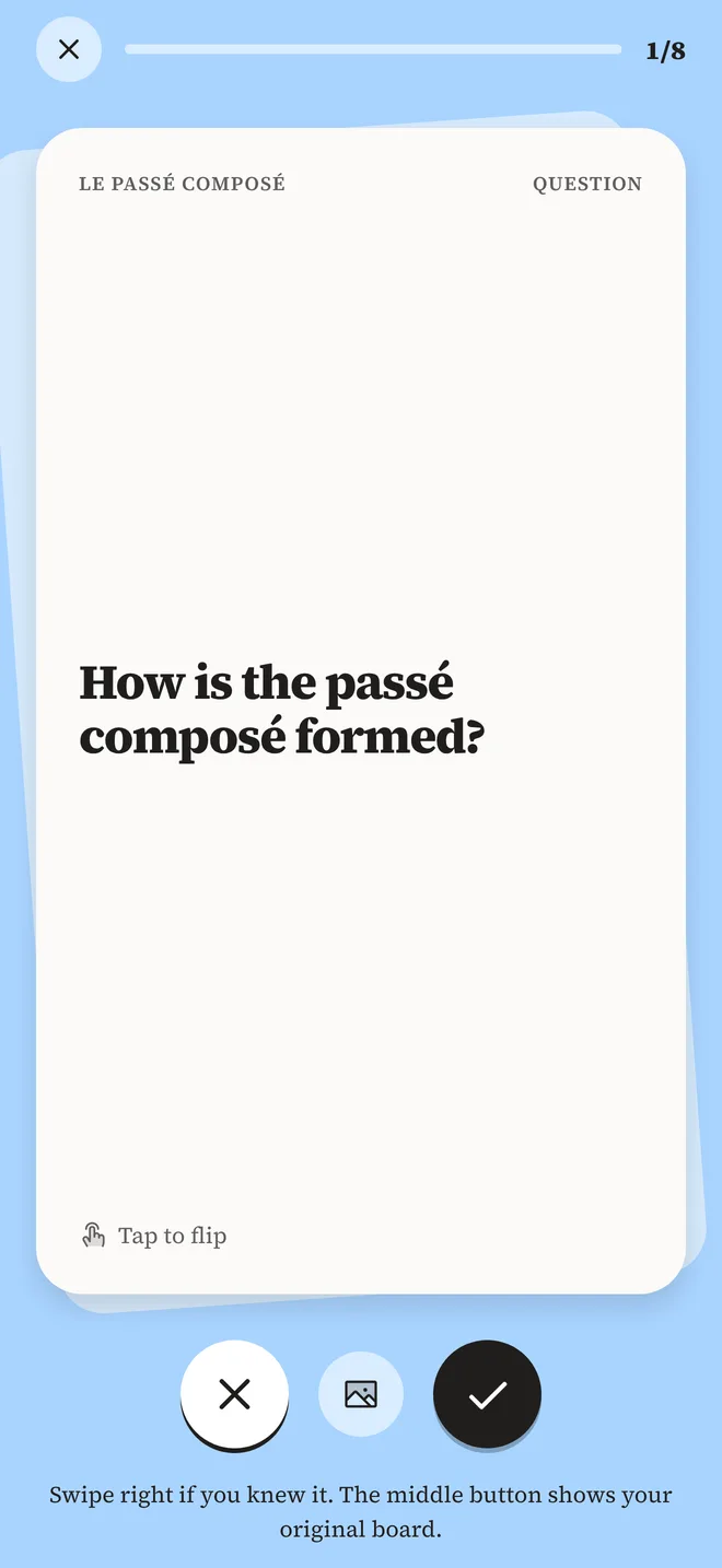 A French flashcard: How is the passé composé formed?